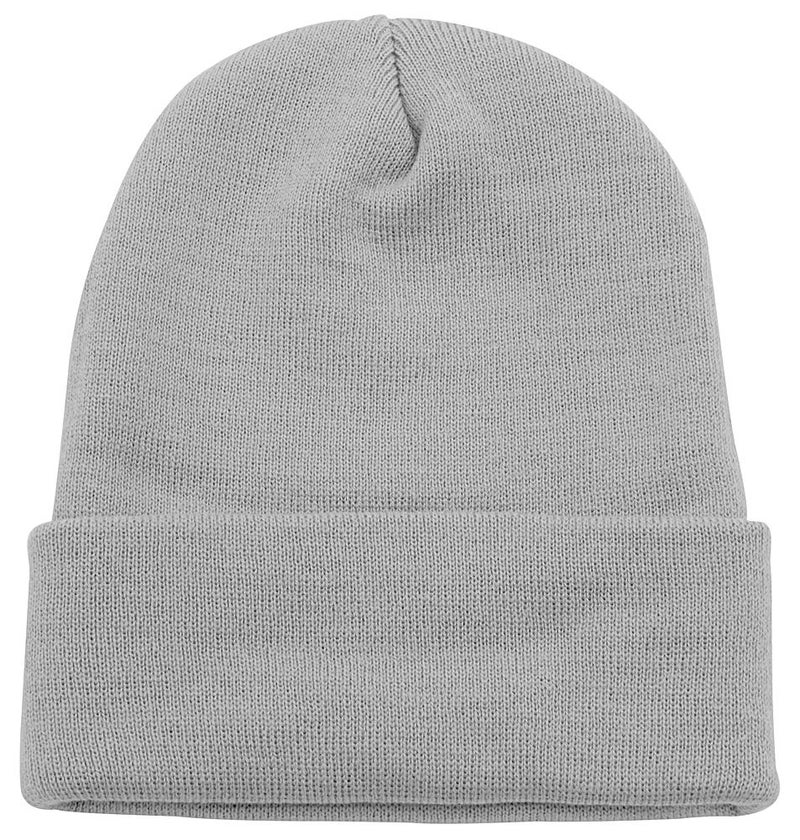 Top Level Beanie Men Women - Unisex Cuffed Plain Skull Knit Hat Cap, Light Grey - Image 1